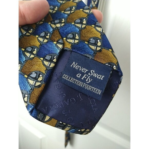 j garcia Blue Brown Artsy Never Swat A Fly Fourteen Collection Tie - Picture 6 of 8